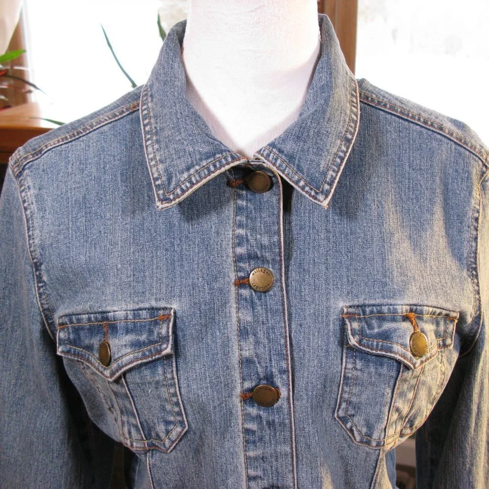 Villager Stretch Blue Jean Jacket Size 10 - Picture 2 of 7